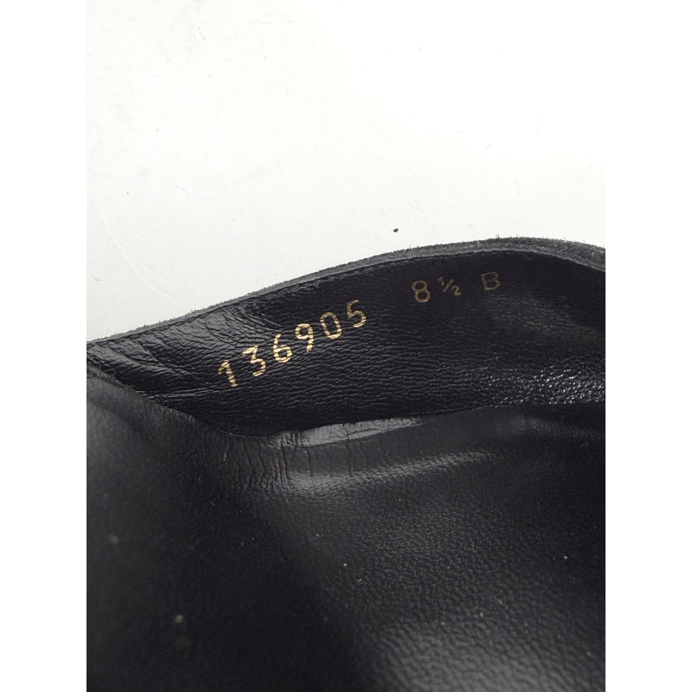 Gucci Black Suede Ankle Wrap Pumps Block Heel Square Toe 8.5 - Picture 7 of 10